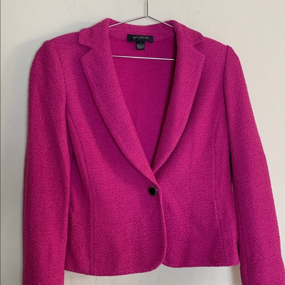 St. John Camelia Wool Blend Blazer Size 8 - Picture 3 of 8